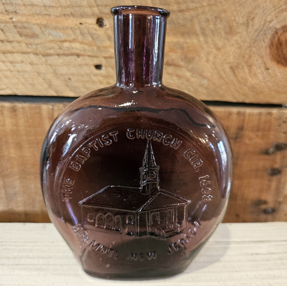 Vintage '76 Holmdel Historical Society (New Jersey) Amethyst Glass Bottle